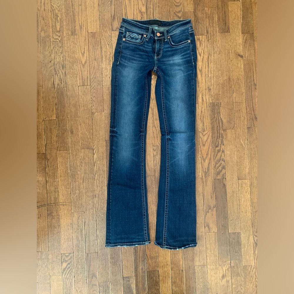 Buckle Black Fit No 53 Bootcut Size 25x36 Dark Wash wear on corner of pockets